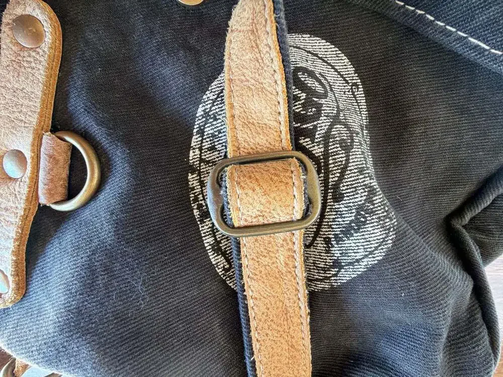 Myra Bag The Chicago Upcycled Canvas and Leather Messenger Shoulder Bag